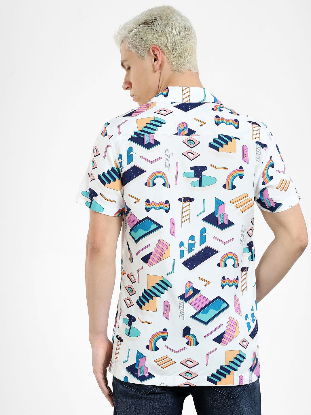 METAVERSE White Printed Short Sleeves Shirt