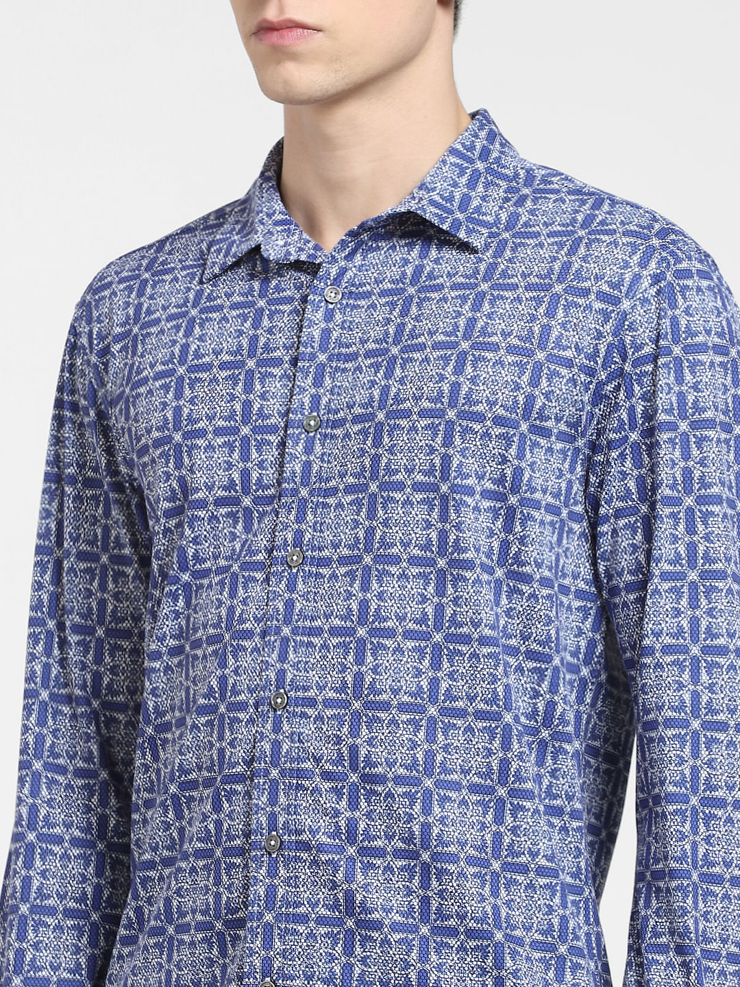 Blue Abstract Print Full Sleeves Shirt