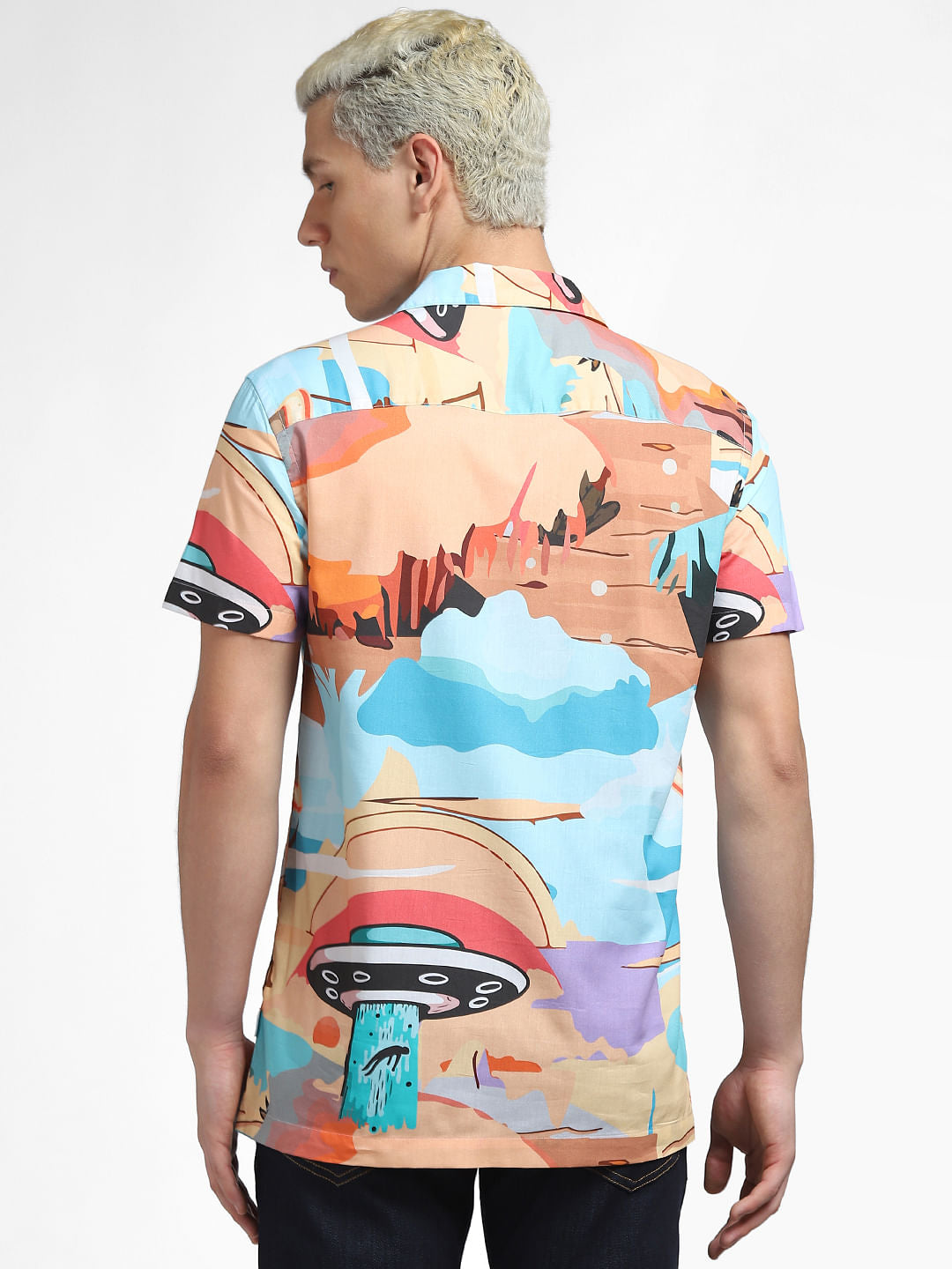 METAVERSE ORANGE GRAPHIC PRINT SHORT SLEEVES SHIRT
