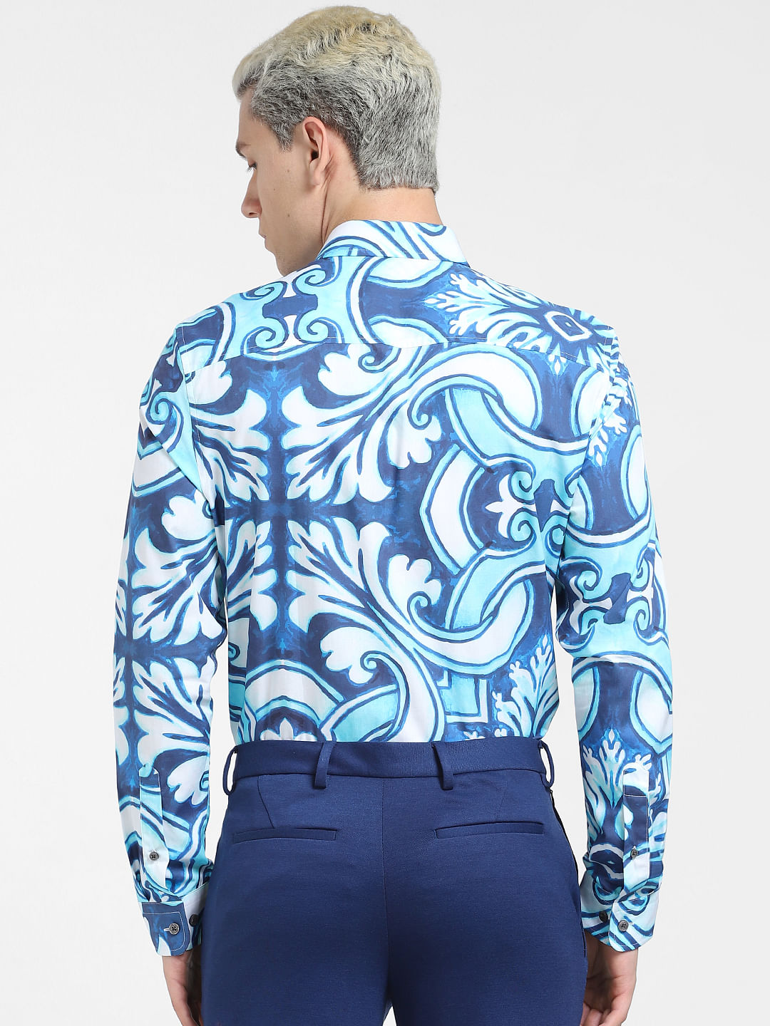 Blue Abstract Print Full Sleeves Shirt