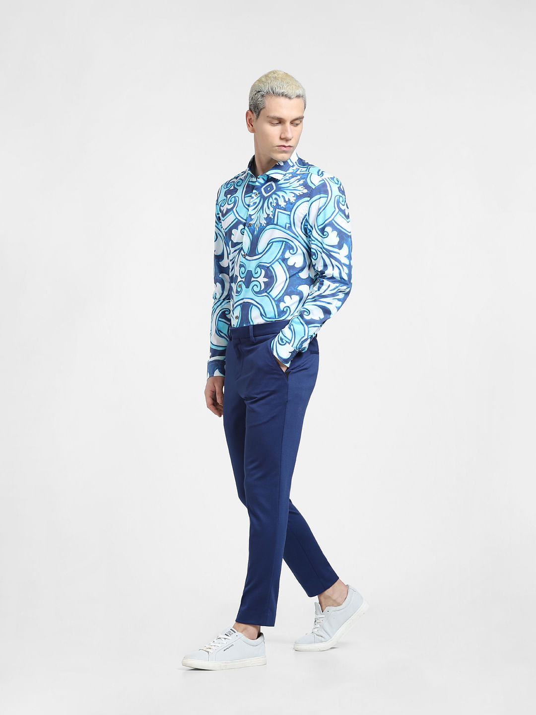 Blue Abstract Print Full Sleeves Shirt