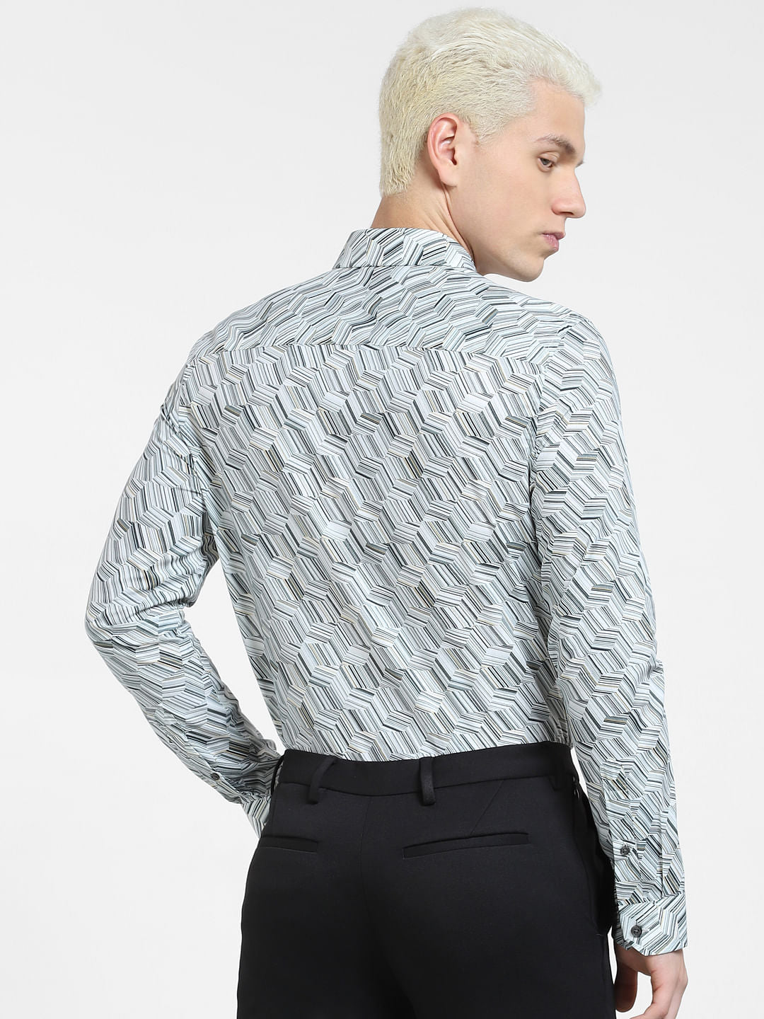 Blue Printed Full Sleeves Shirt