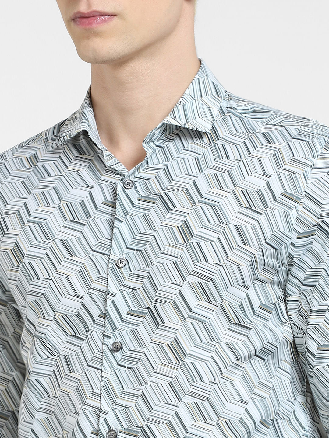 Blue Printed Full Sleeves Shirt