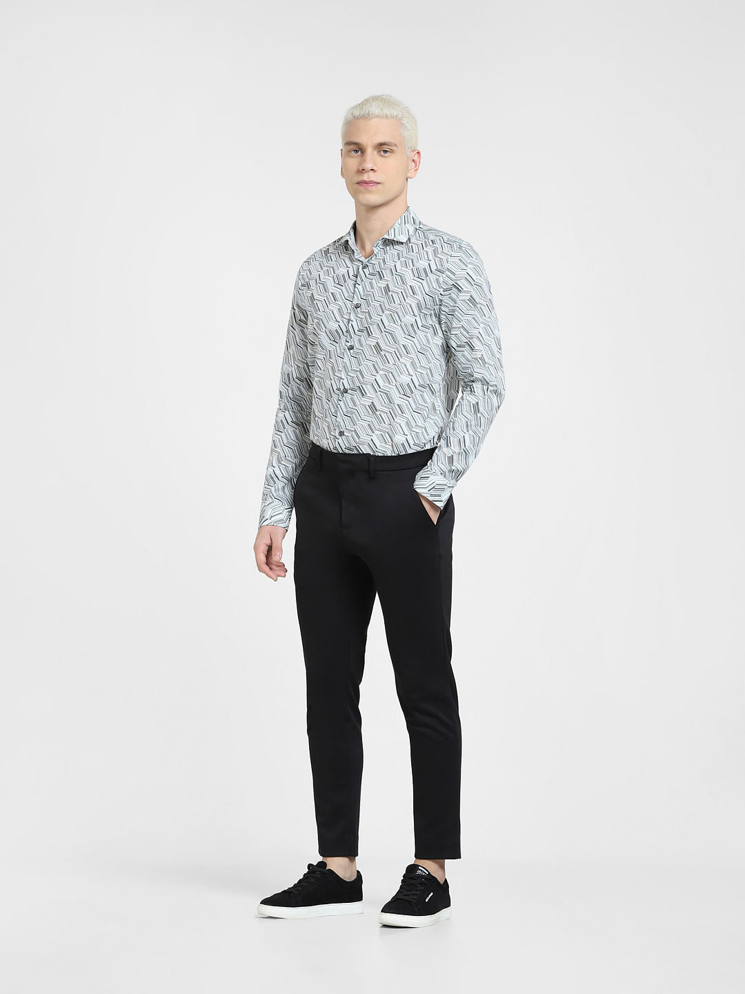 Blue Printed Full Sleeves Shirt