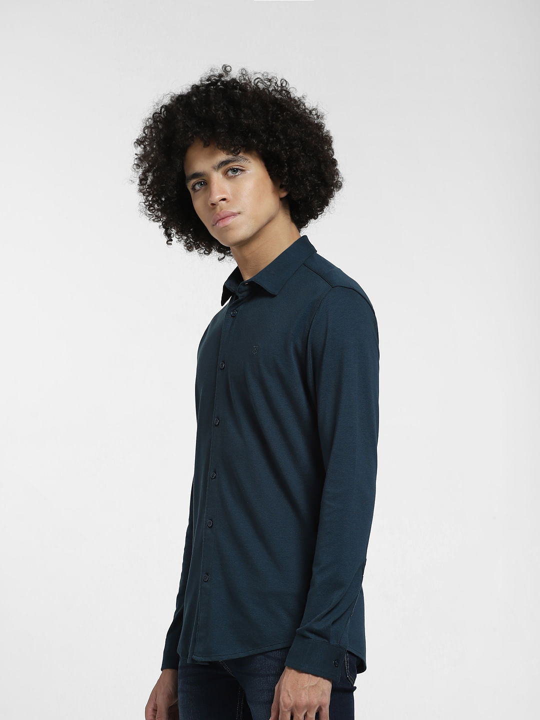 Deep Blue Knit Full Sleeves Shirt