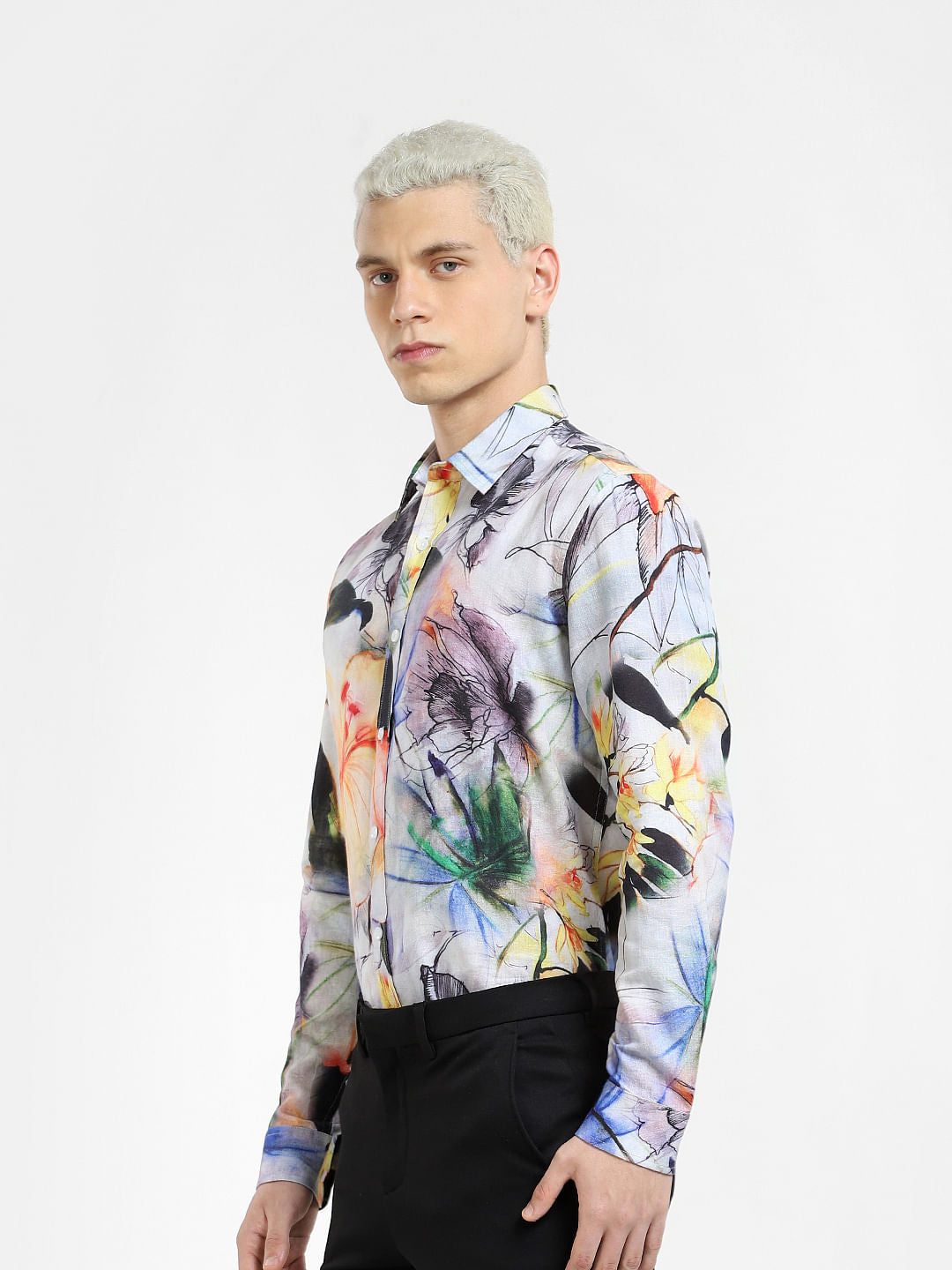 Green Printed Full Sleeves Shirt