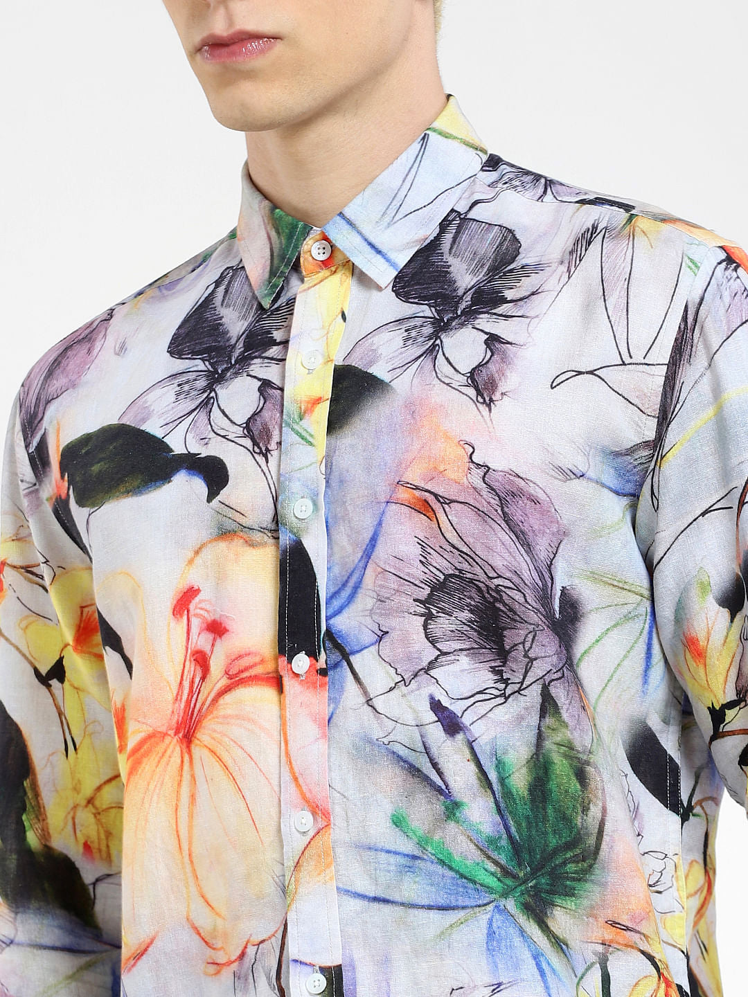 Green Printed Full Sleeves Shirt