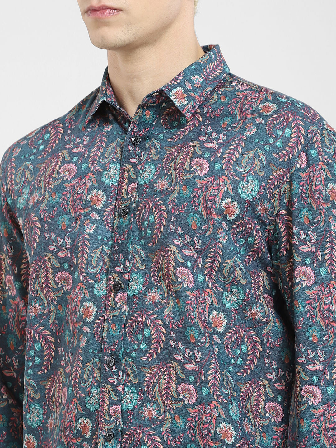 Blue Paisley Print Full Sleeves Shirt