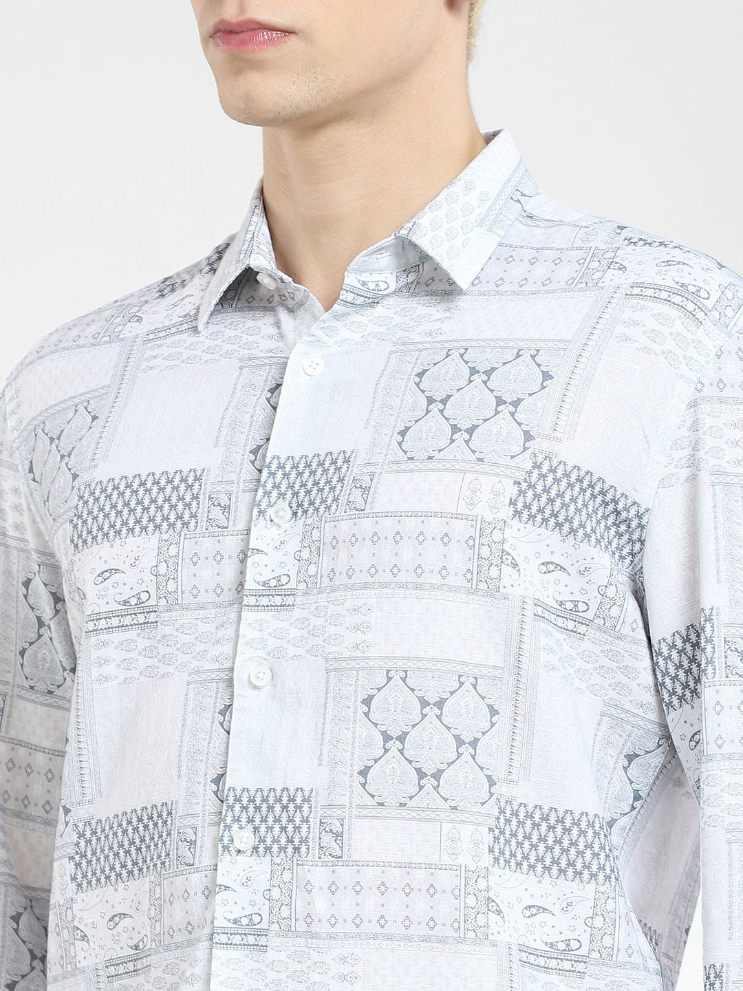 White Print Full Sleeves Shirt