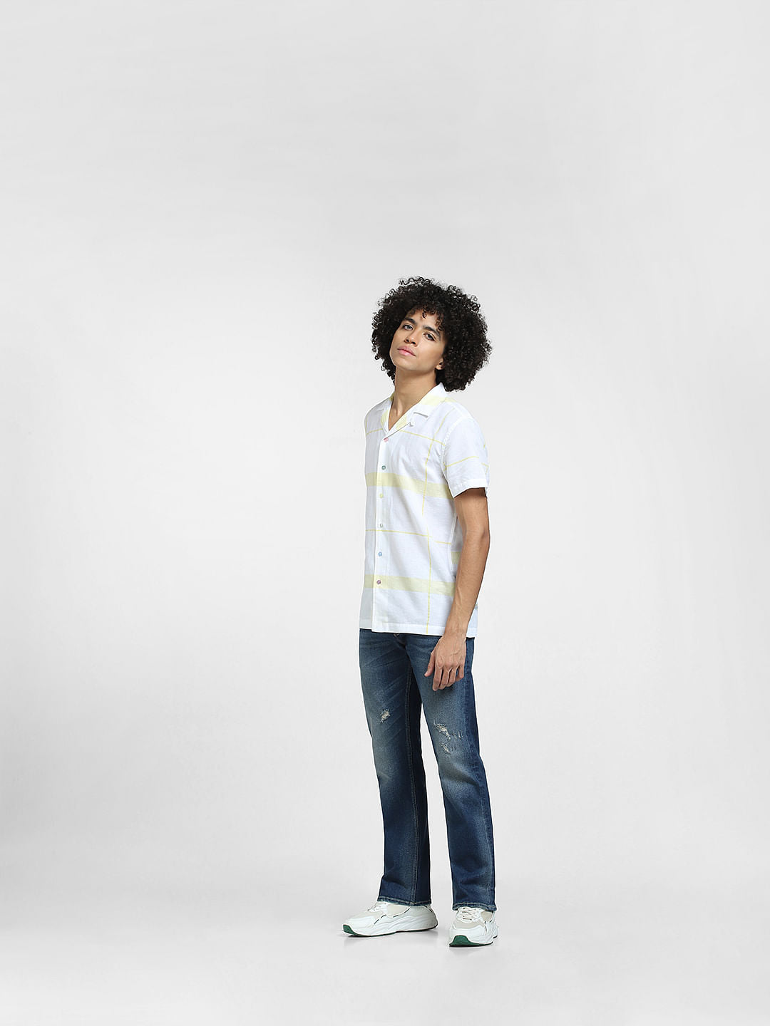 White Check Full Sleeves Shirt