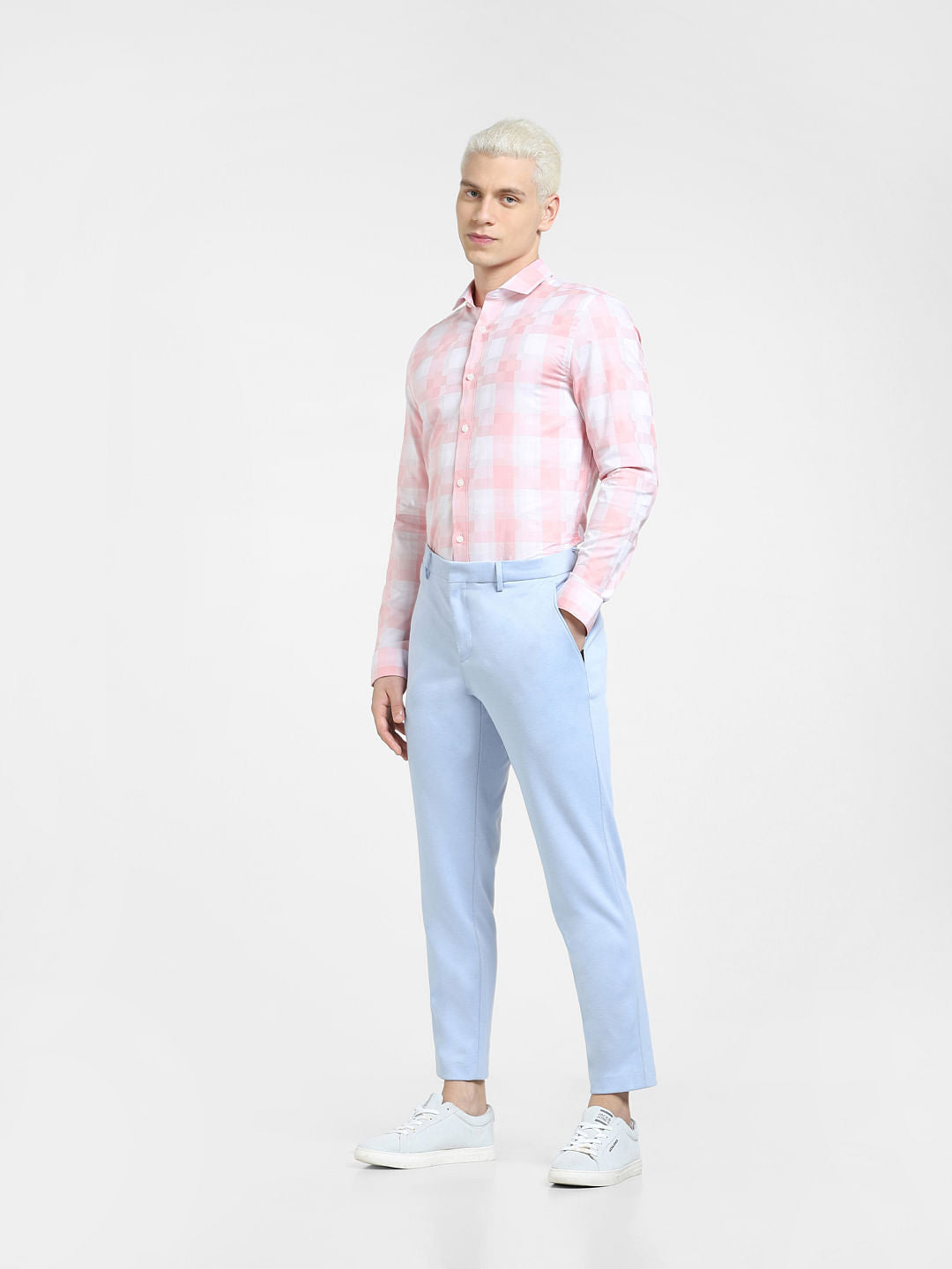 Light Pink Check Full Sleeves Shirt