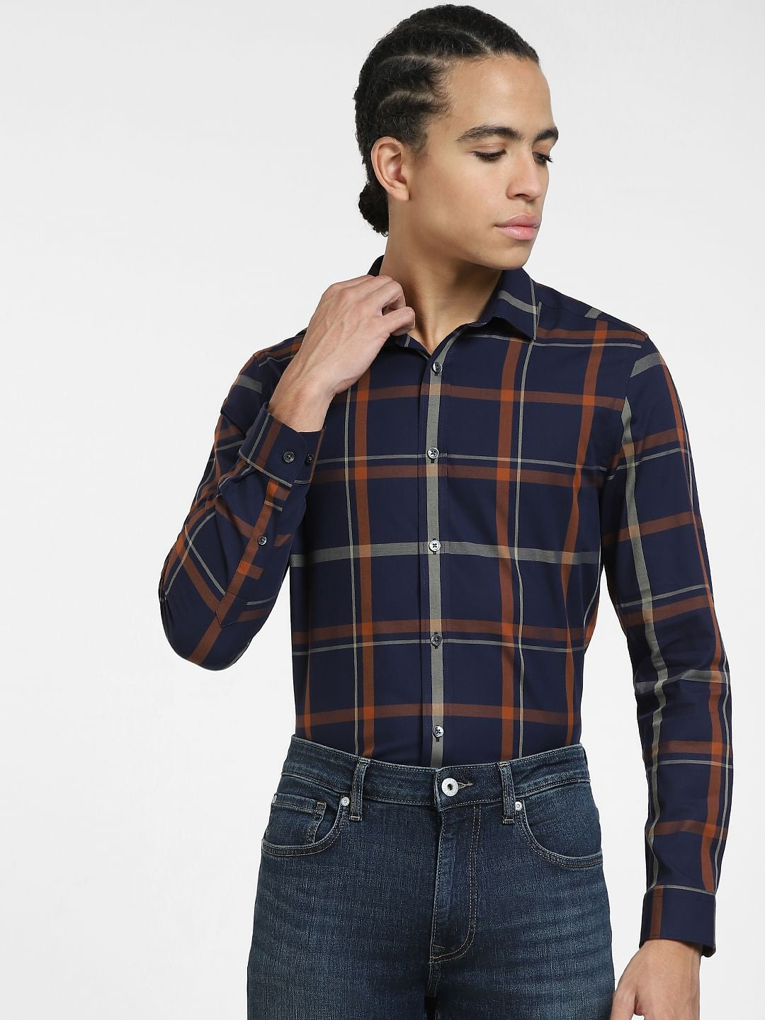 Dark Purple Check Full Sleeves Shirt