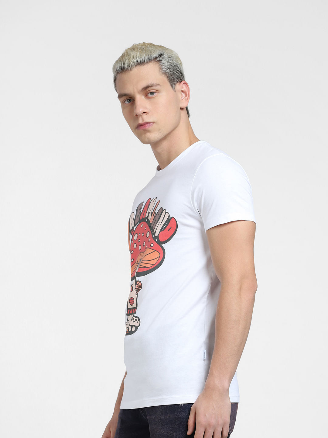 White Graphic Print Crew Neck T-shirt