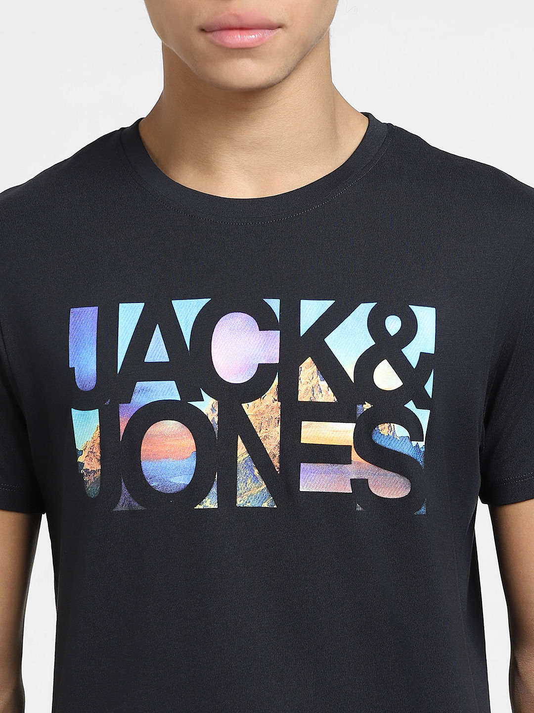 Black Logo Print Crew Neck T-shirt