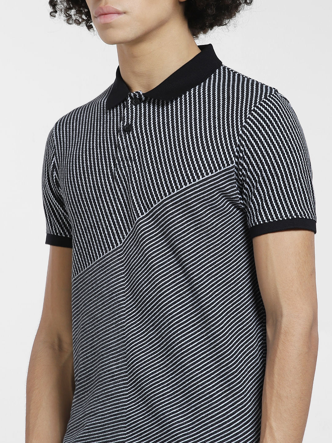 Black All Over Print Polo T-shirt