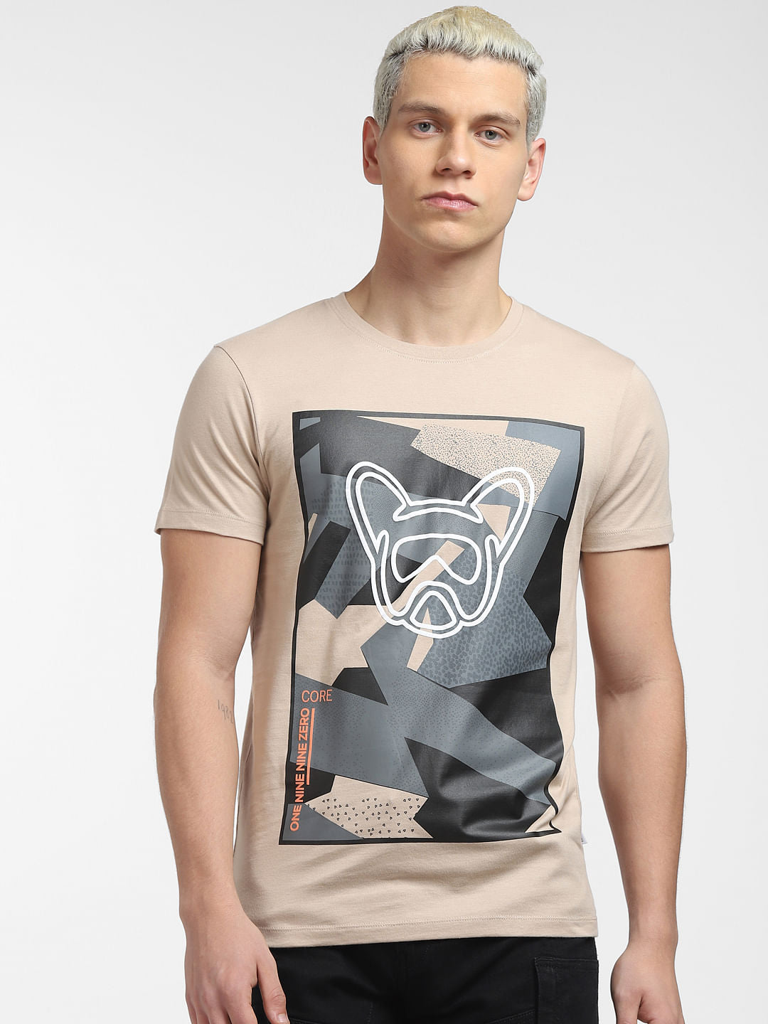Brown Graphic Print Crew Neck T-shirt