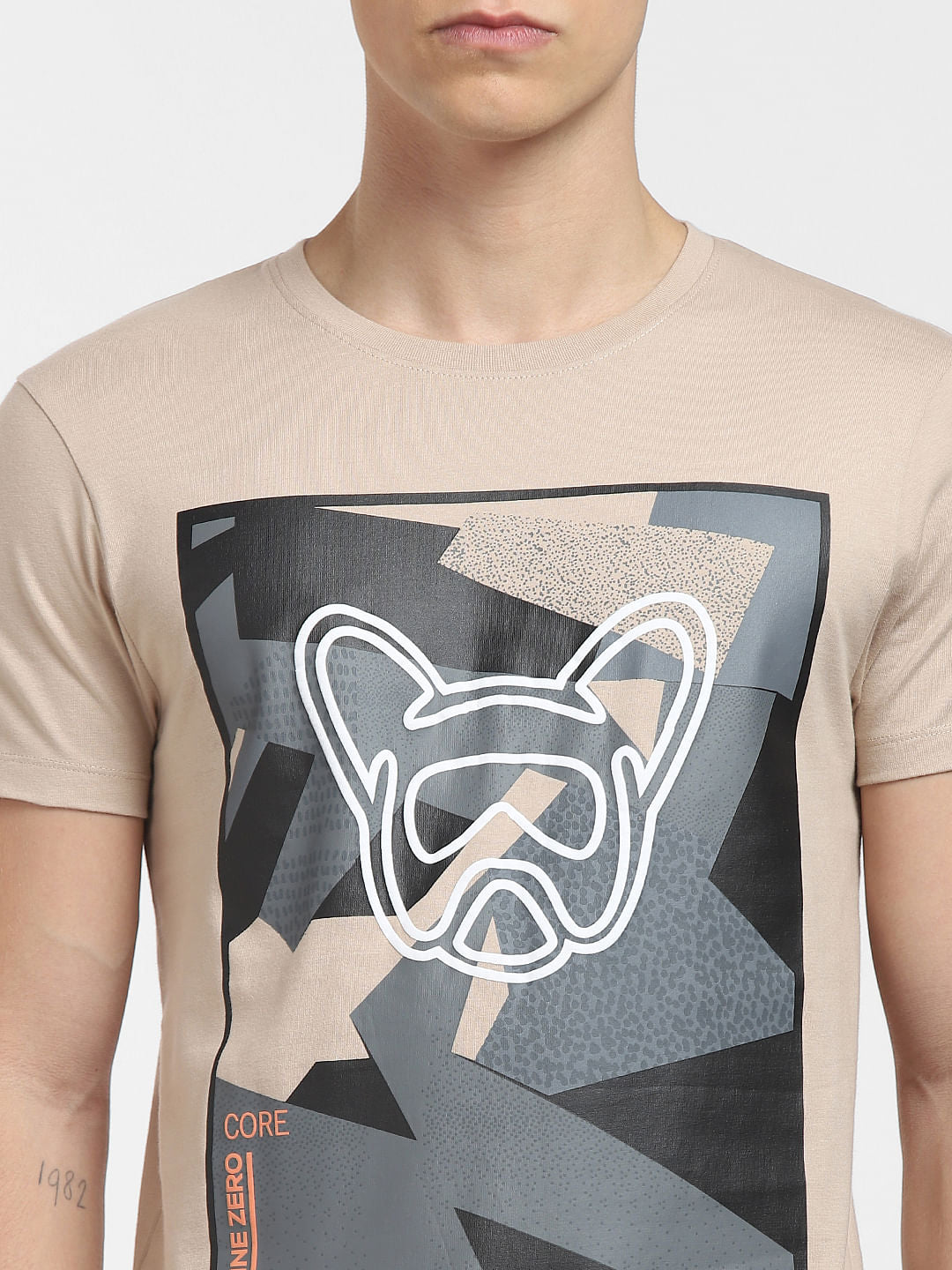 Brown Graphic Print Crew Neck T-shirt