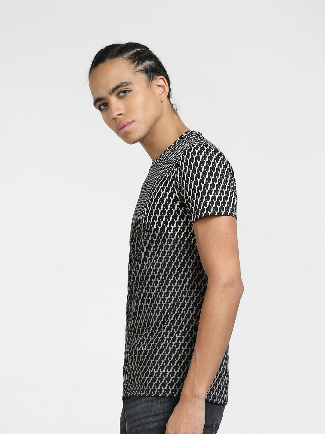 Black Printed Crew Neck T-shirt