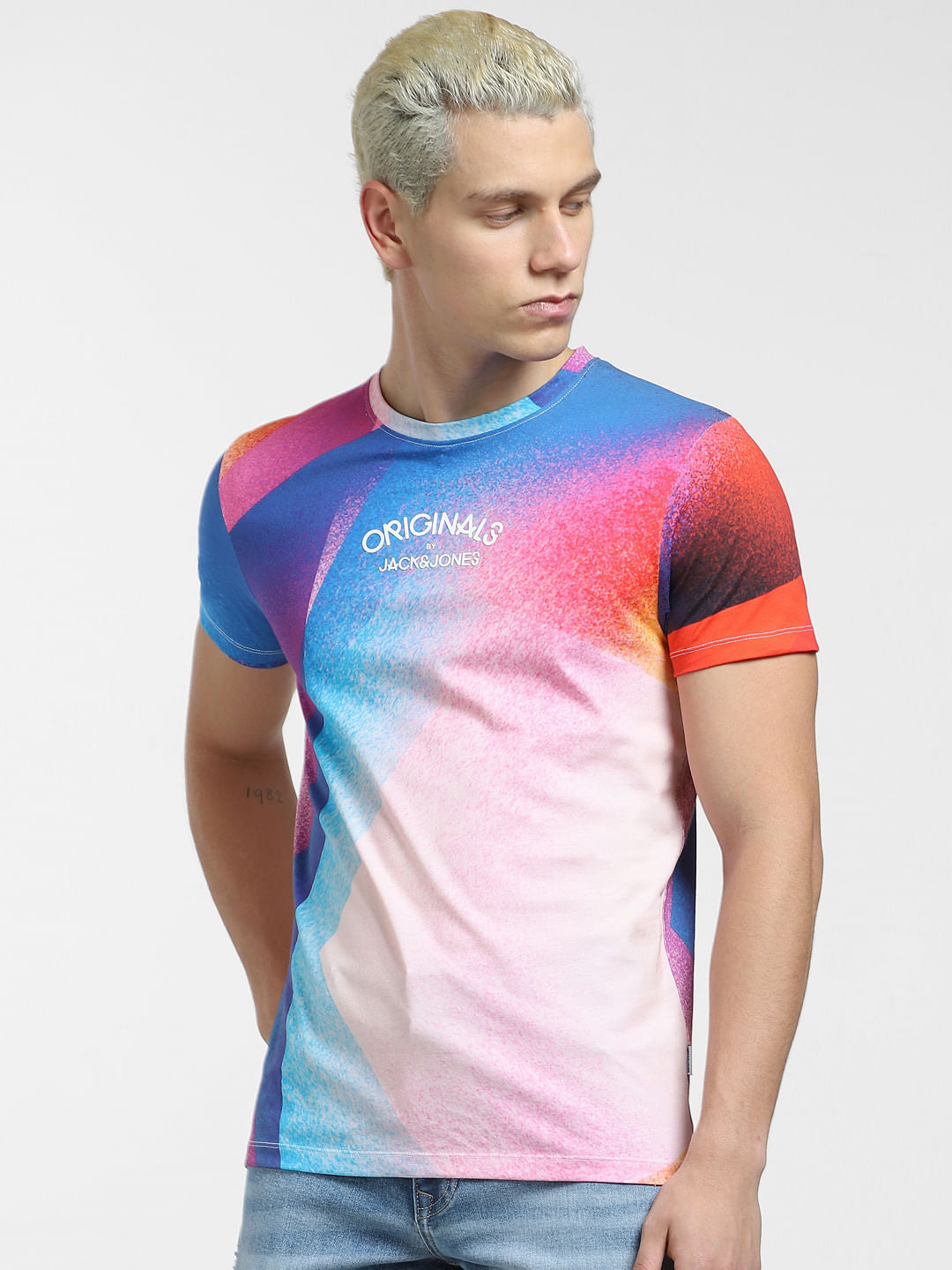 METAVERSE Blue Printed Crew Neck T-shirt