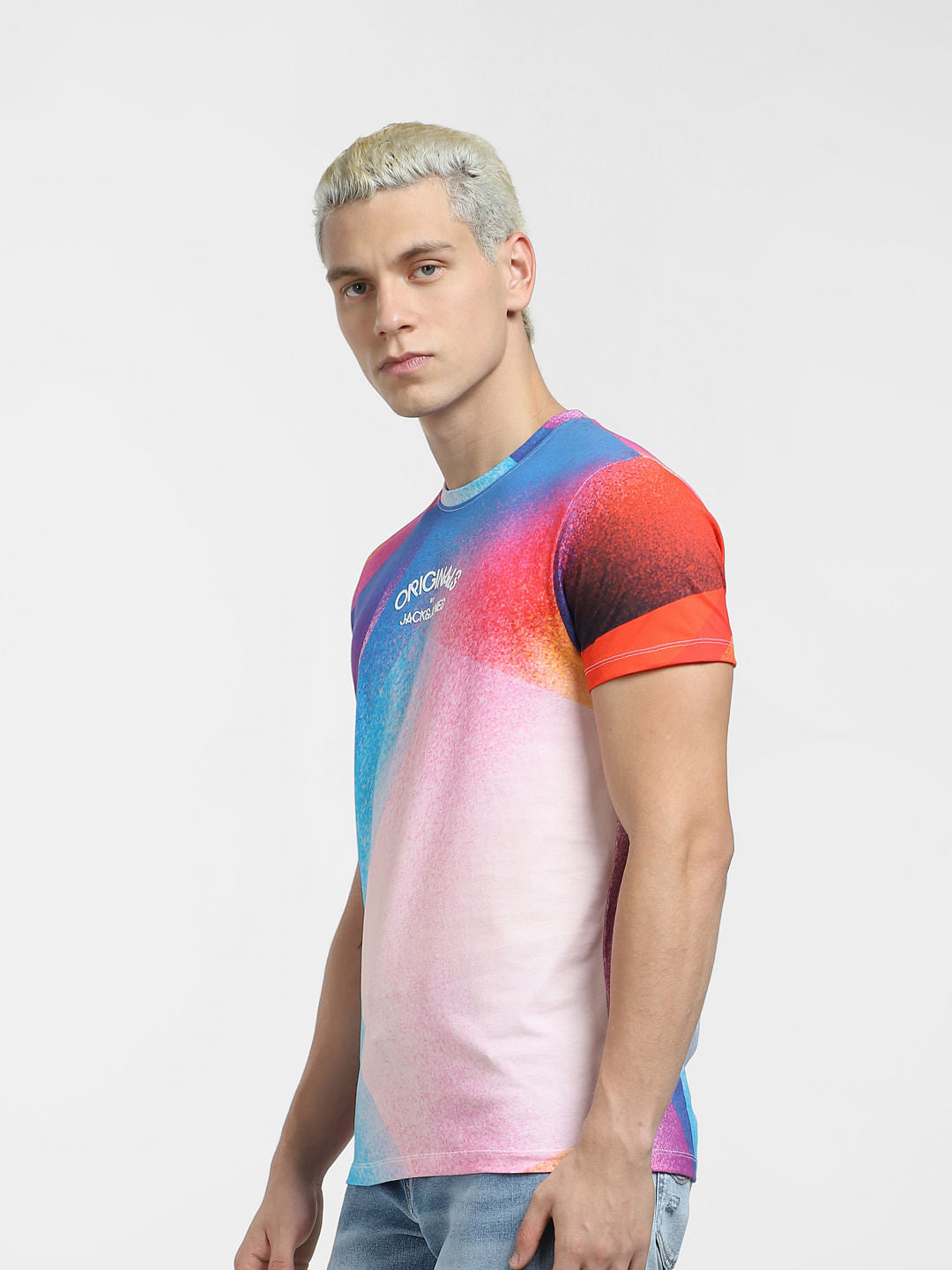 METAVERSE Blue Printed Crew Neck T-shirt