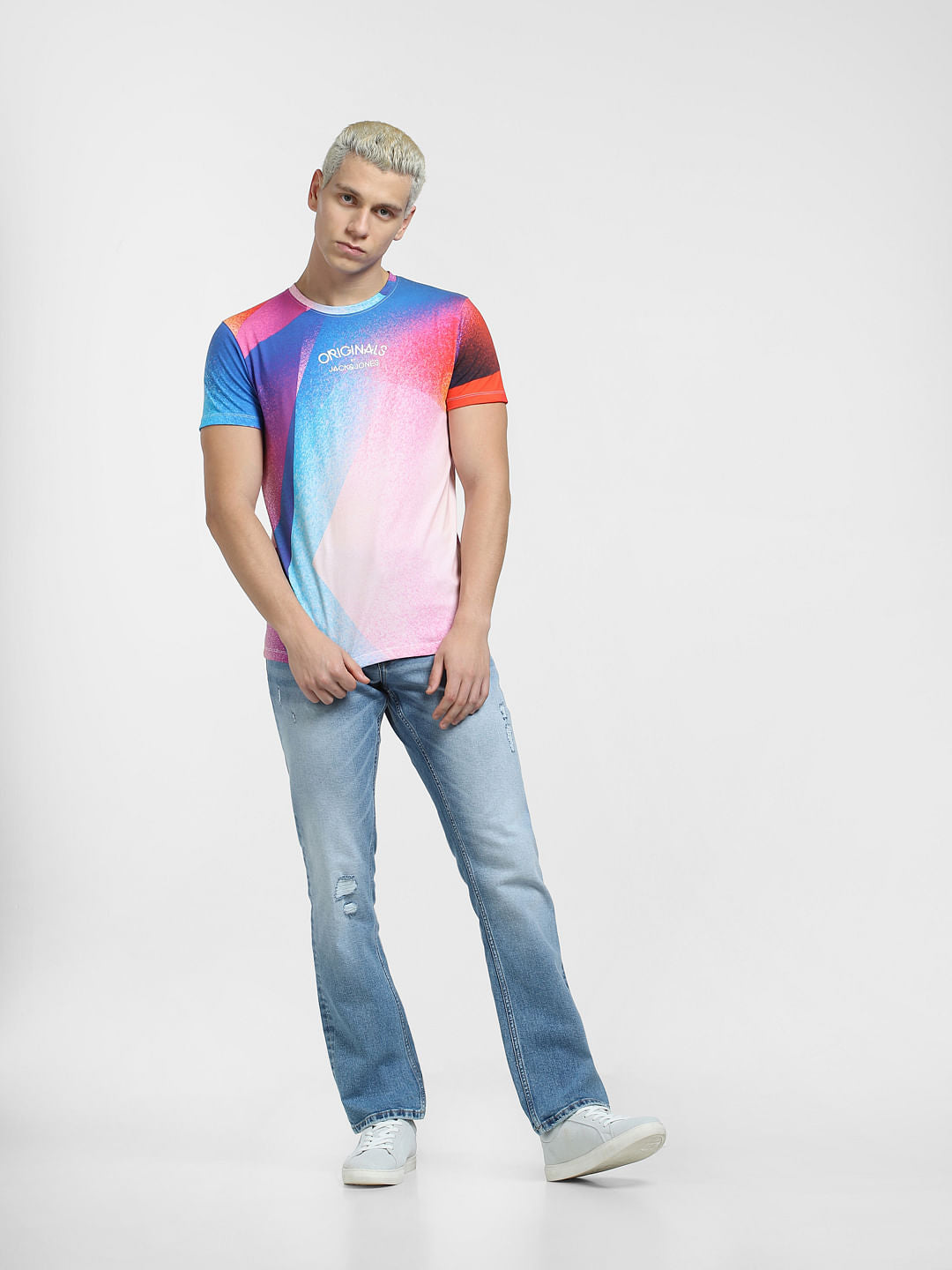 METAVERSE Blue Printed Crew Neck T-shirt