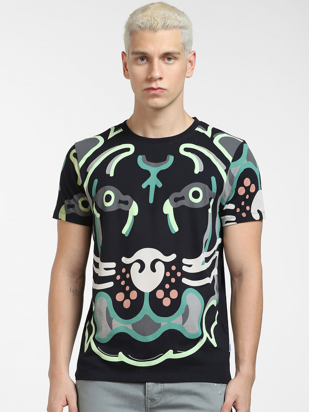 Black Printed Crew Neck T-shirt