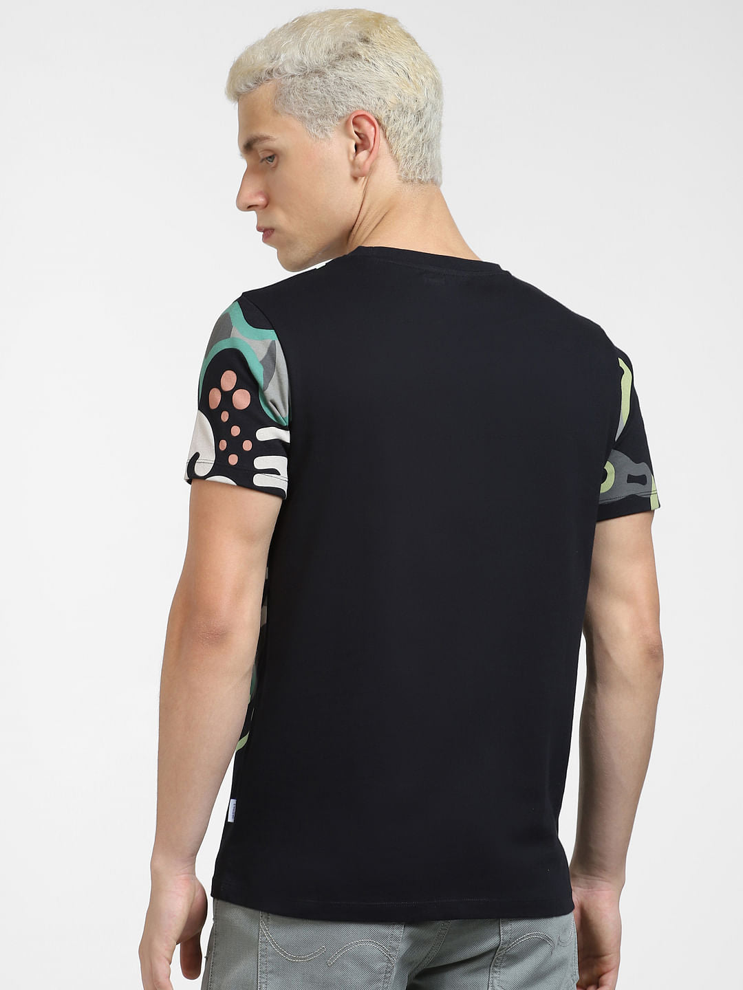 Black Printed Crew Neck T-shirt