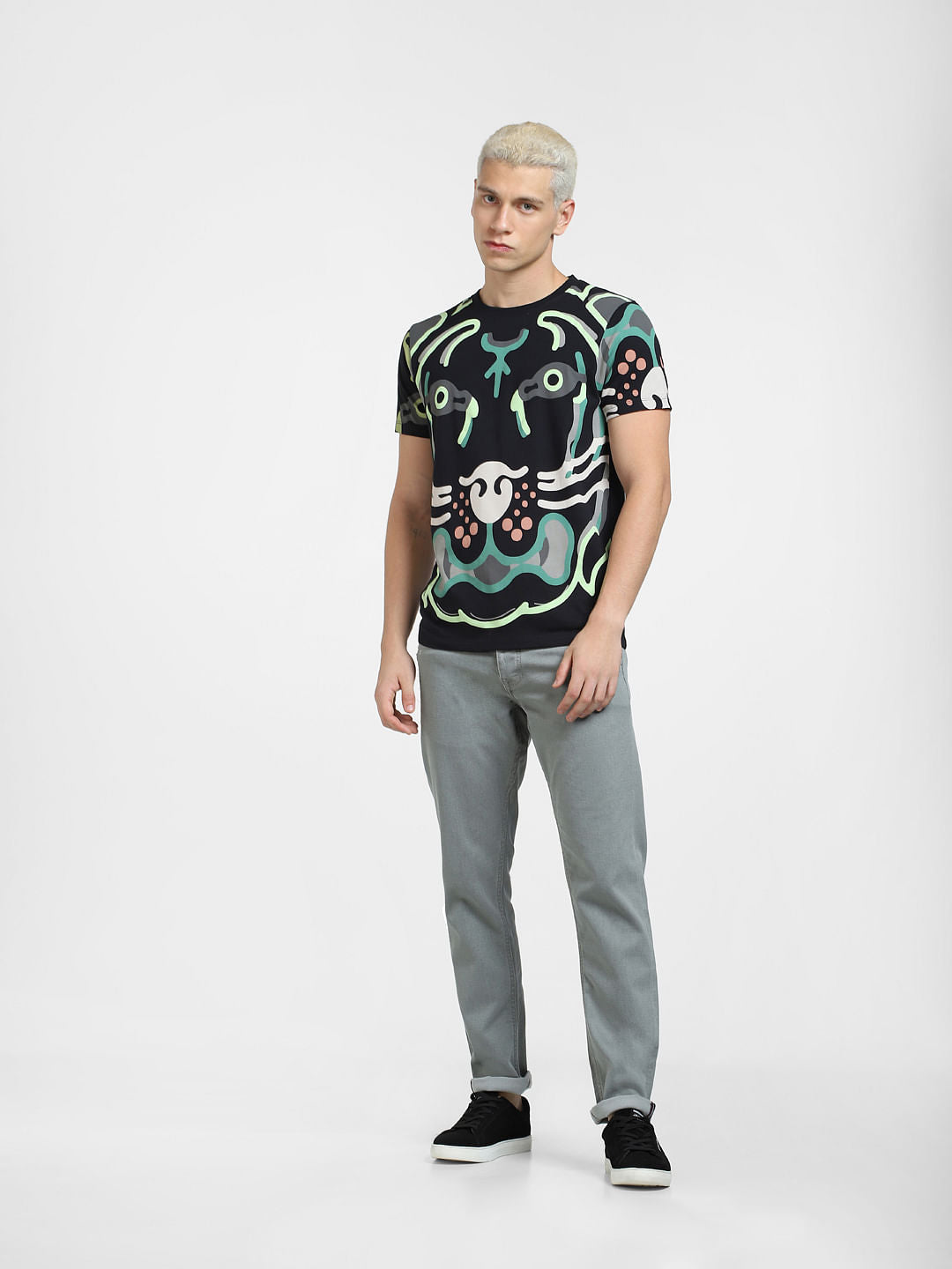 Black Printed Crew Neck T-shirt