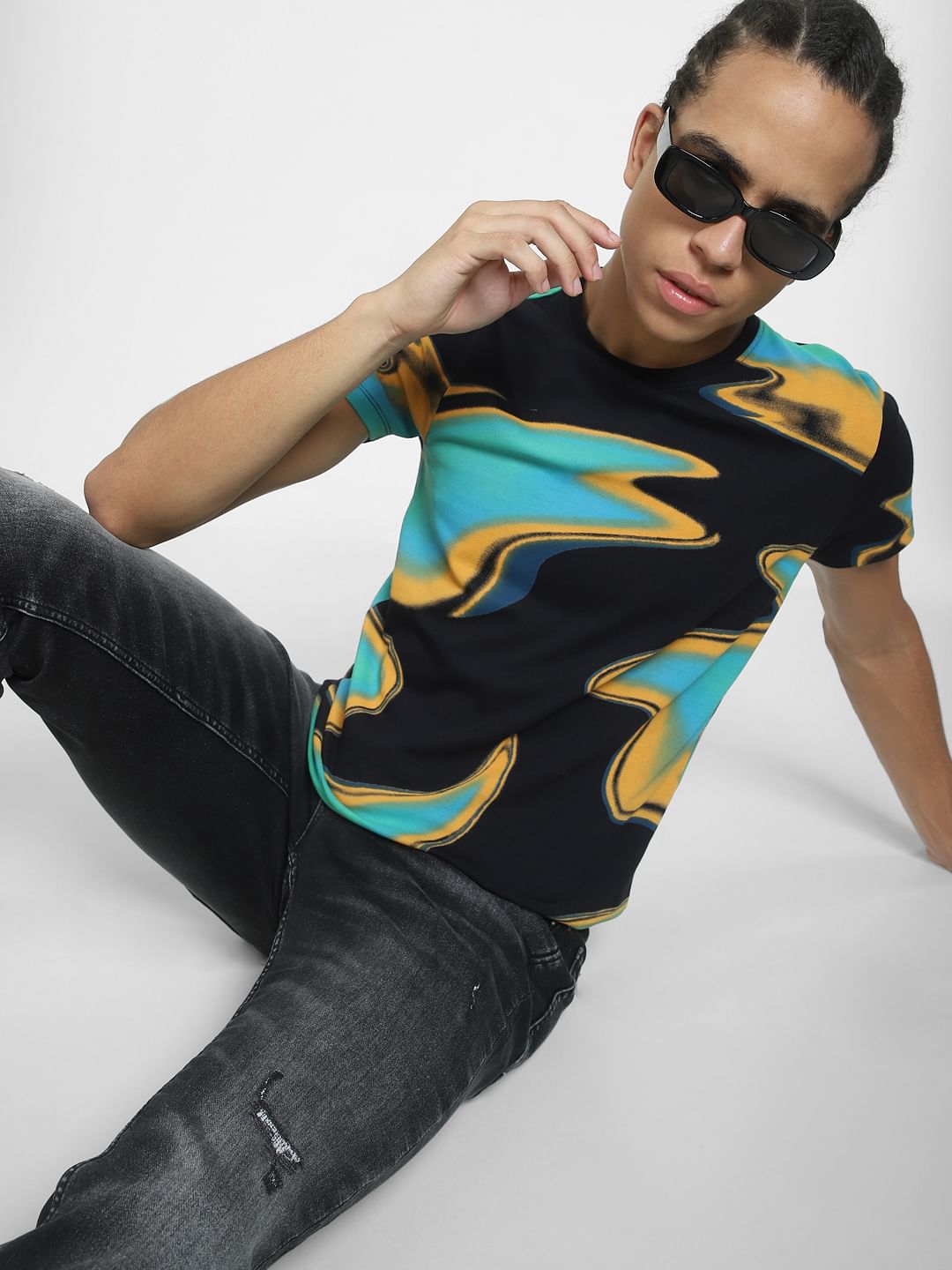 Black Printed Crew Neck T-shirt