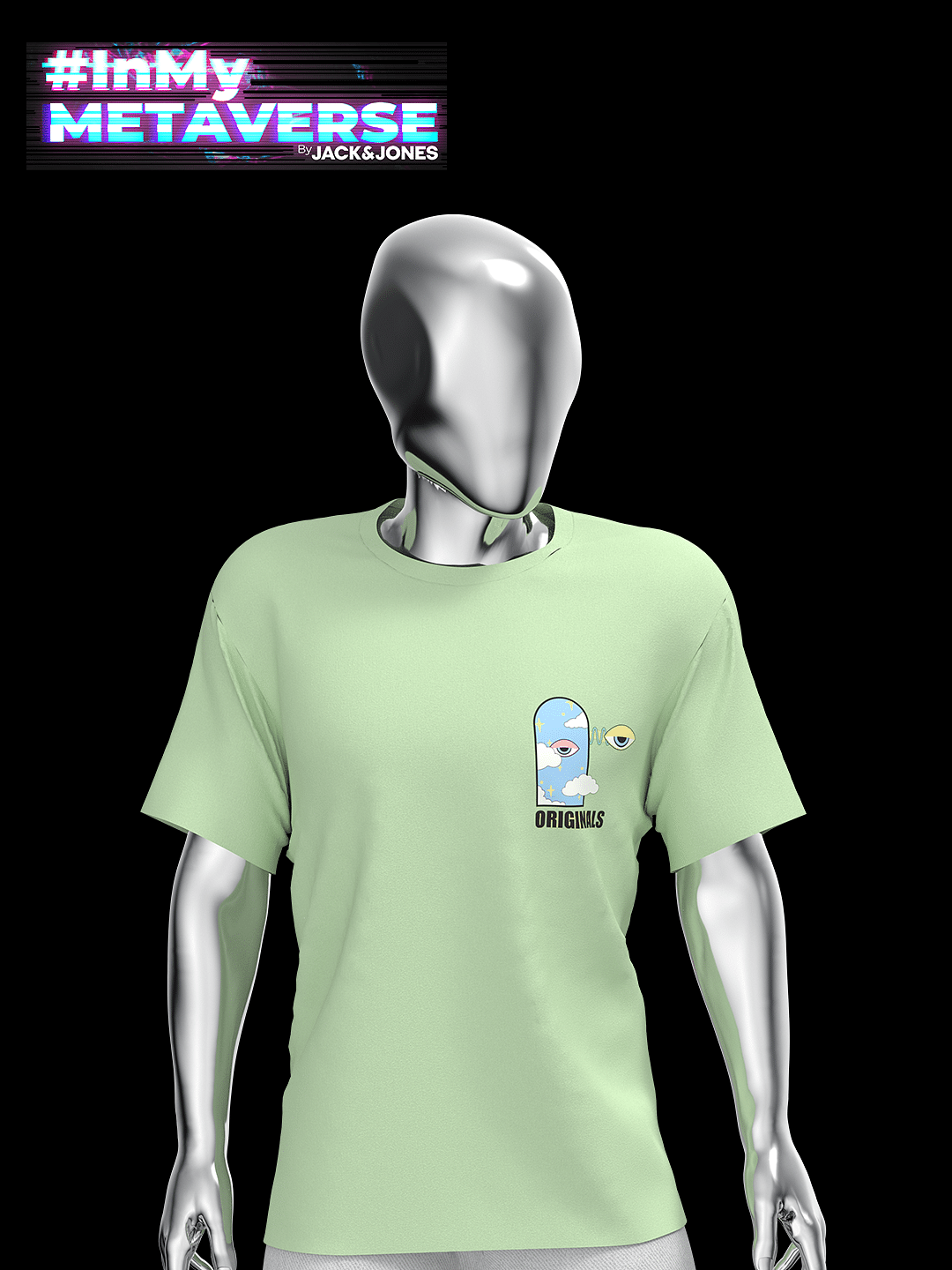 METAVERSE Green Printed Crew Neck T-shirt - S