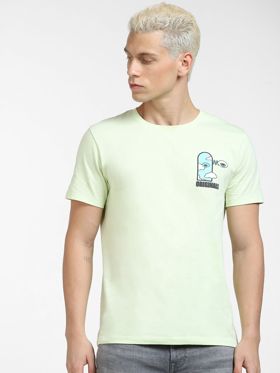 METAVERSE Green Printed Crew Neck T-shirt