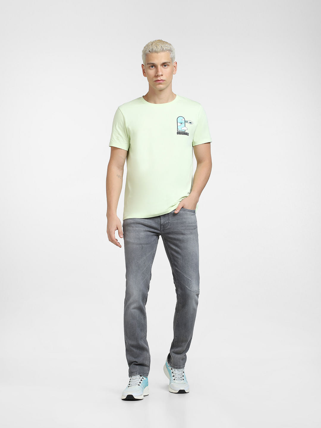 METAVERSE Green Printed Crew Neck T-shirt