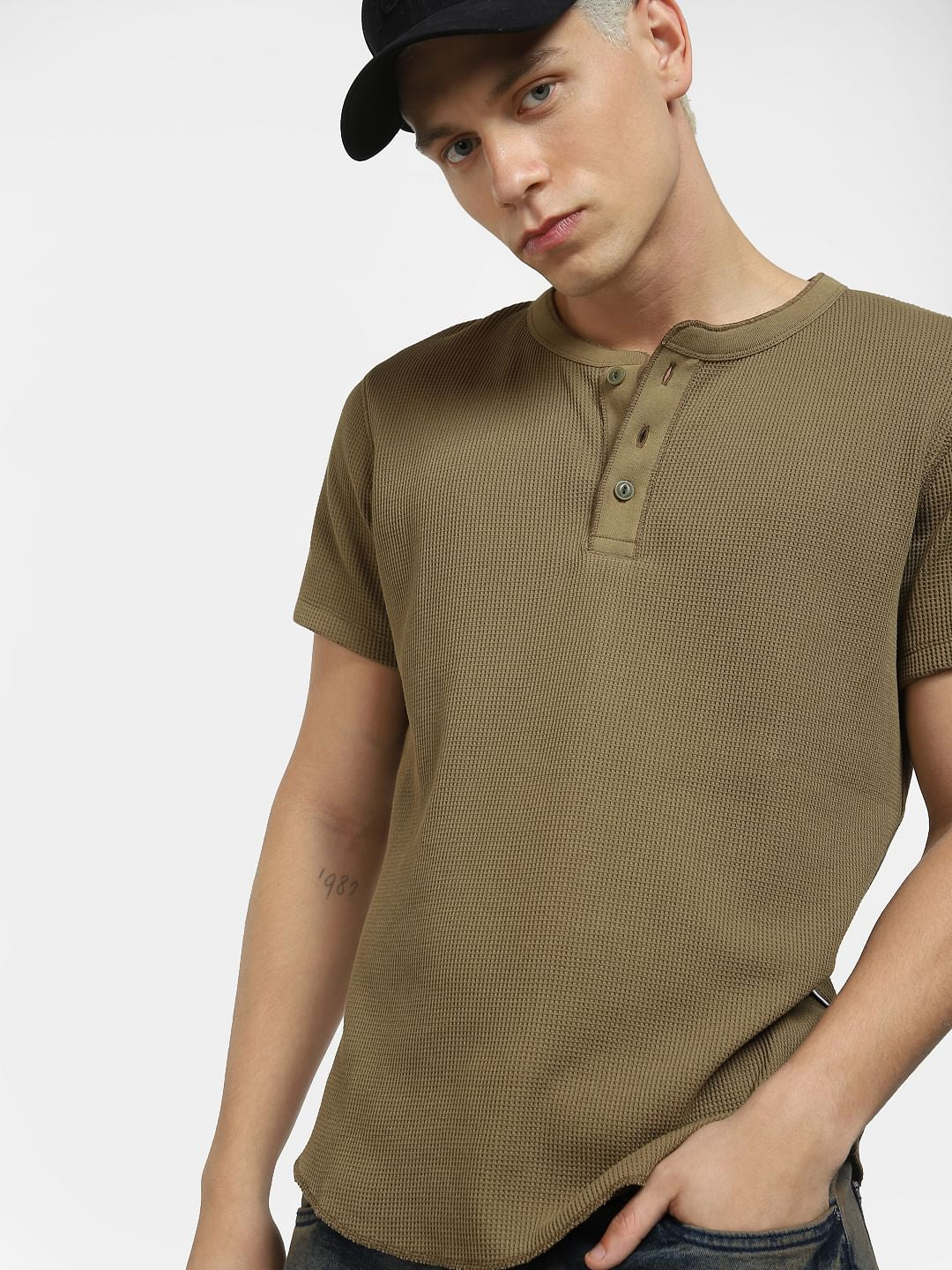 Green Henley T-shirt - S