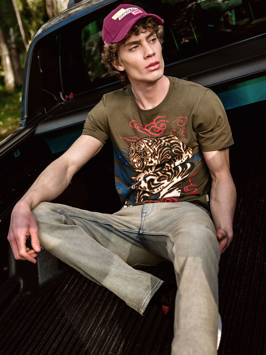 Green Graphic Print Crew Neck T-shirt - S
