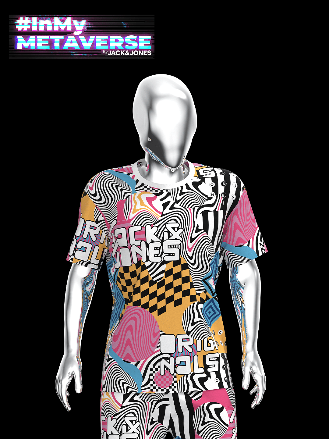 METAVERSE White Printed Co-ord T-shirt - S