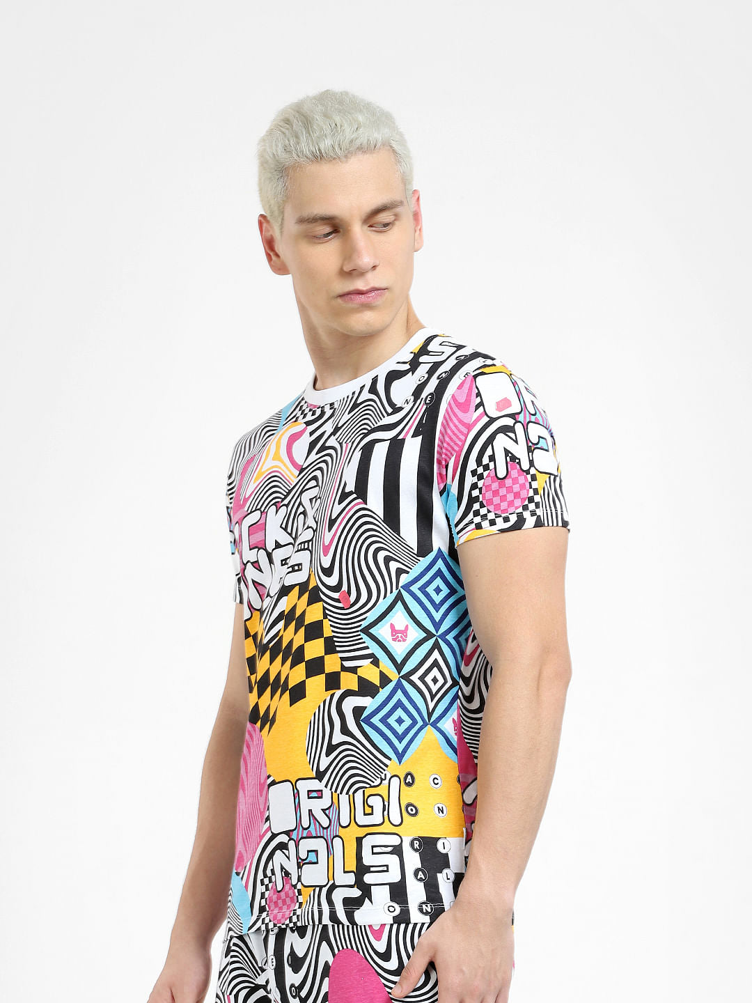 METAVERSE White Printed Co-ord T-shirt