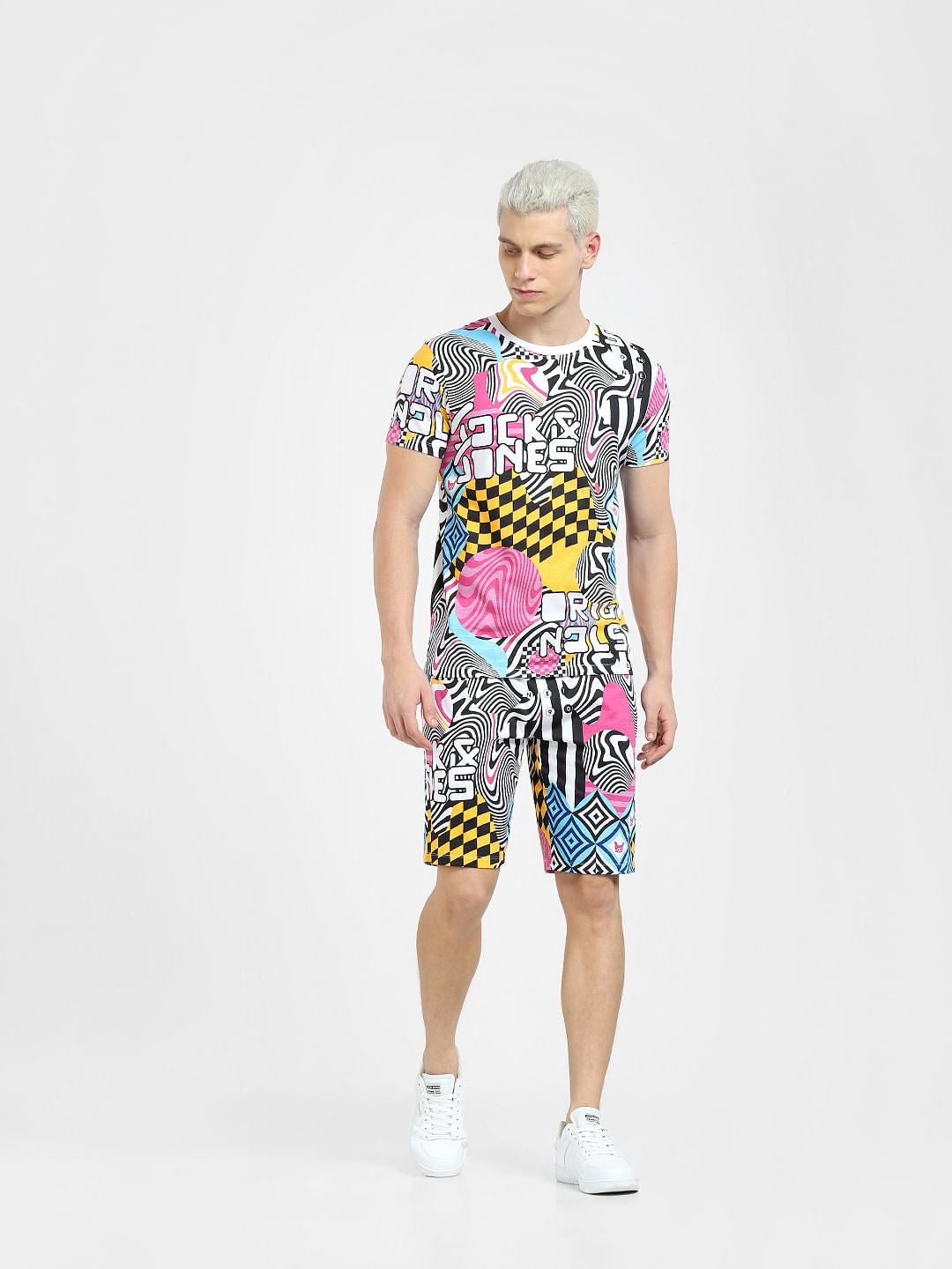 METAVERSE White Printed Co-ord T-shirt