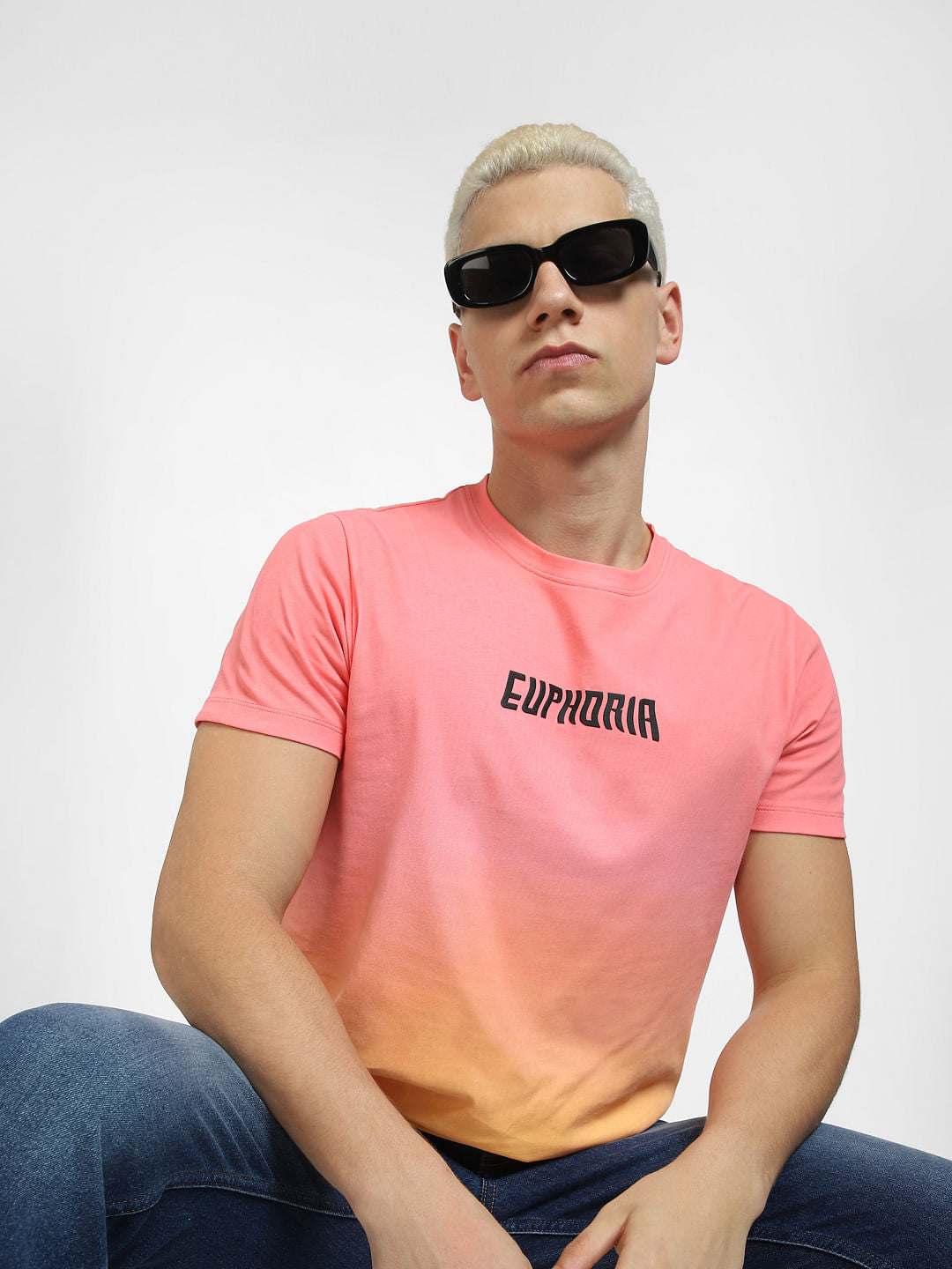 Pink Ombre Crew Neck T-shirt - S