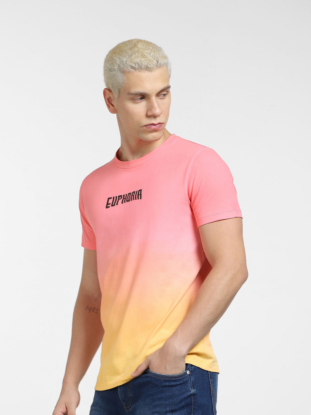 Pink Ombre Crew Neck T-shirt