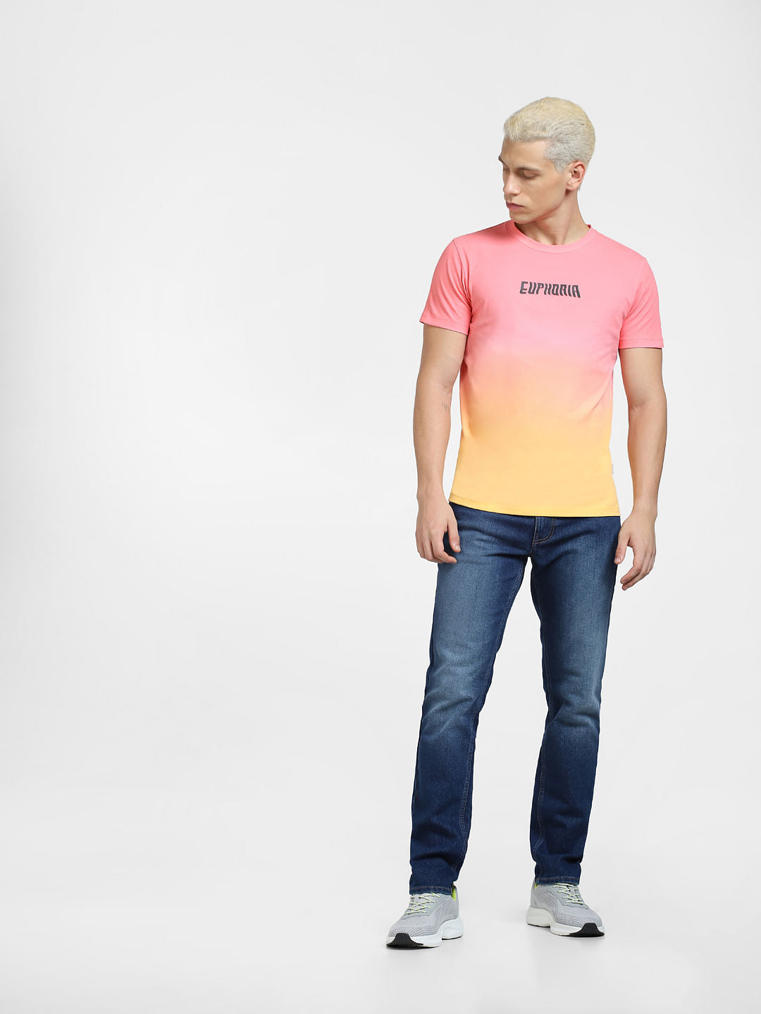 Pink Ombre Crew Neck T-shirt