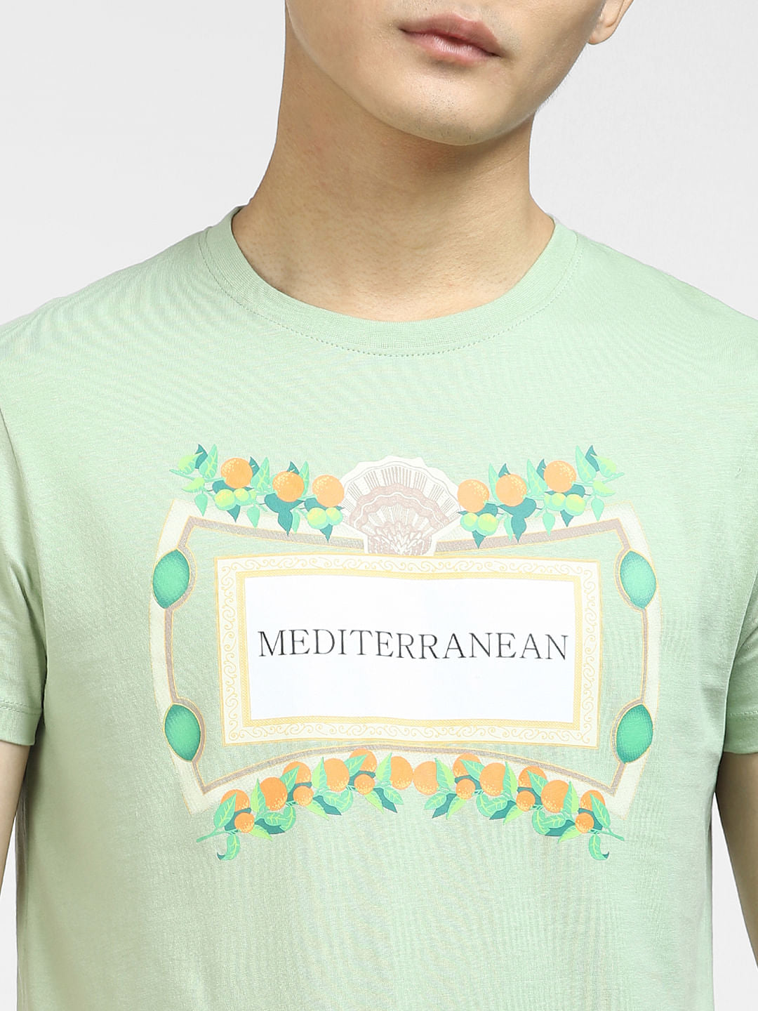 Green Printed Crew Neck T-shirt
