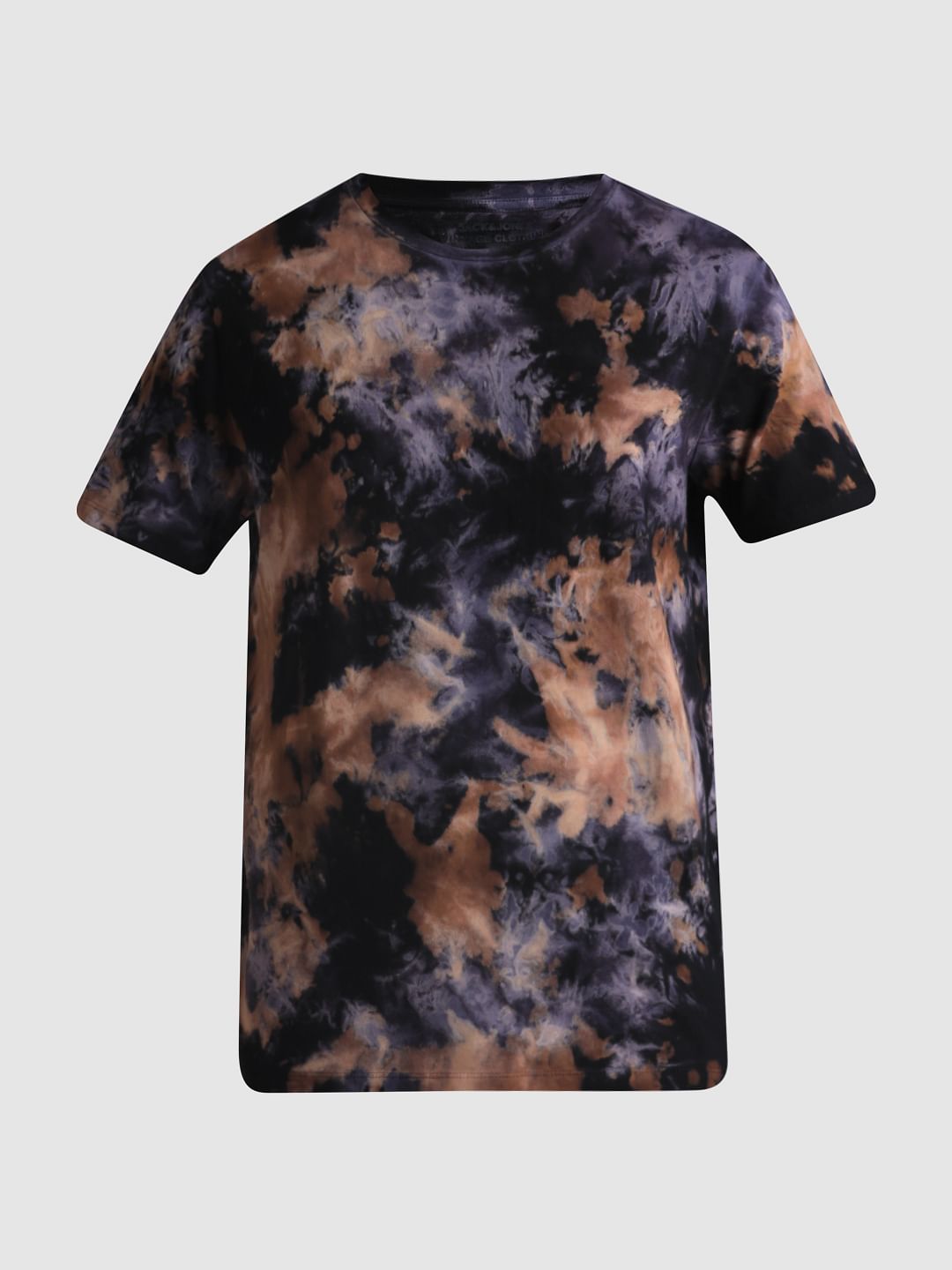 Black Tie-Dye Crew Neck T-shirt