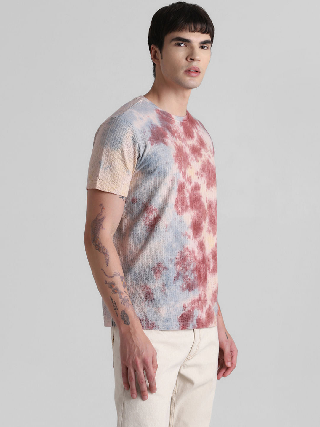 White Tie-Dye Crew Neck T-shirt