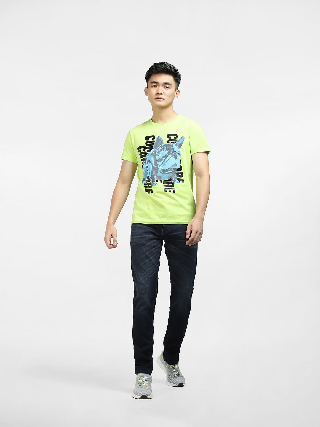 Green Graphic Print Crew Neck T-shirt