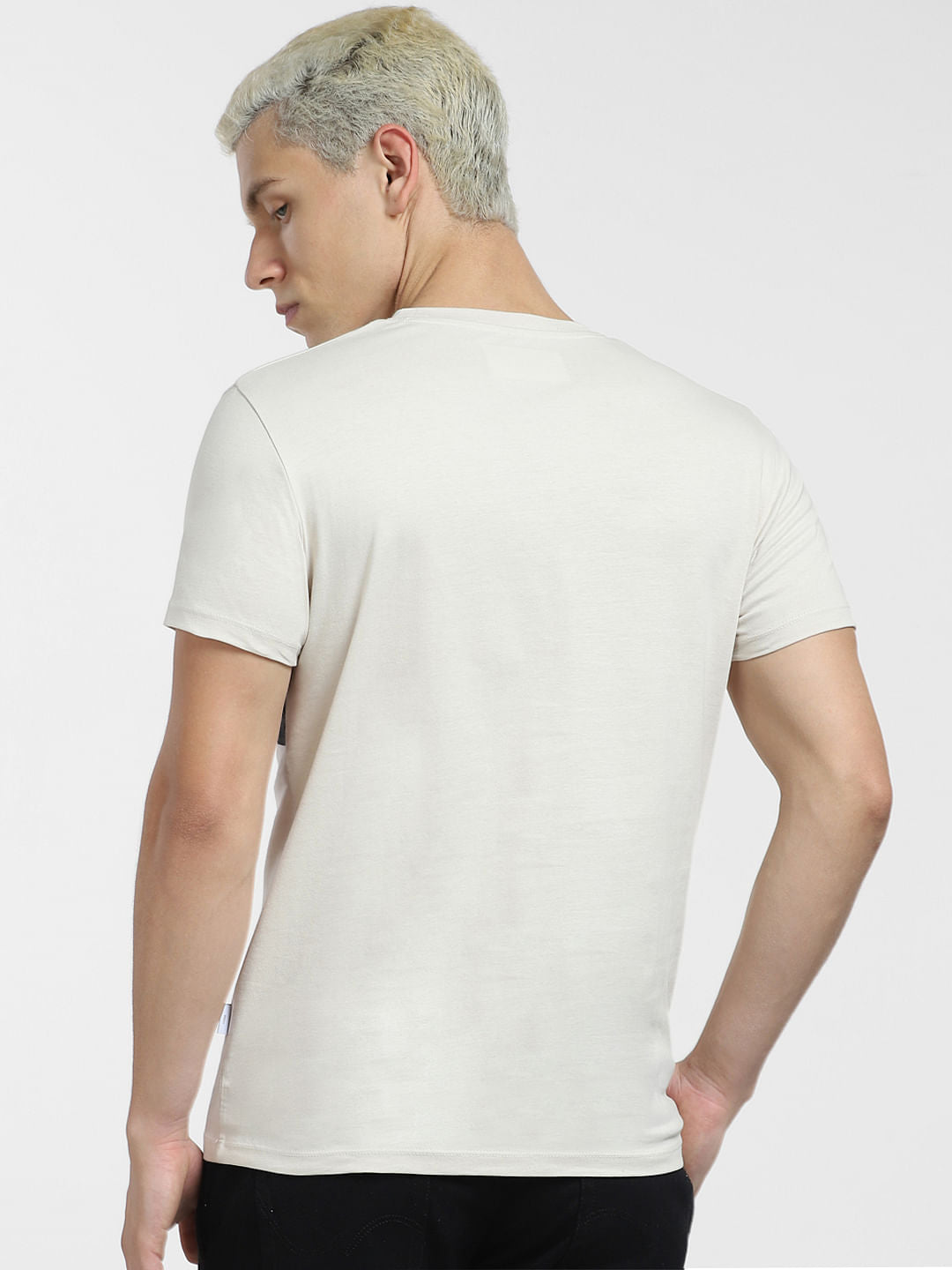 Grey Zip-Up Detail Crew Neck T-shirt