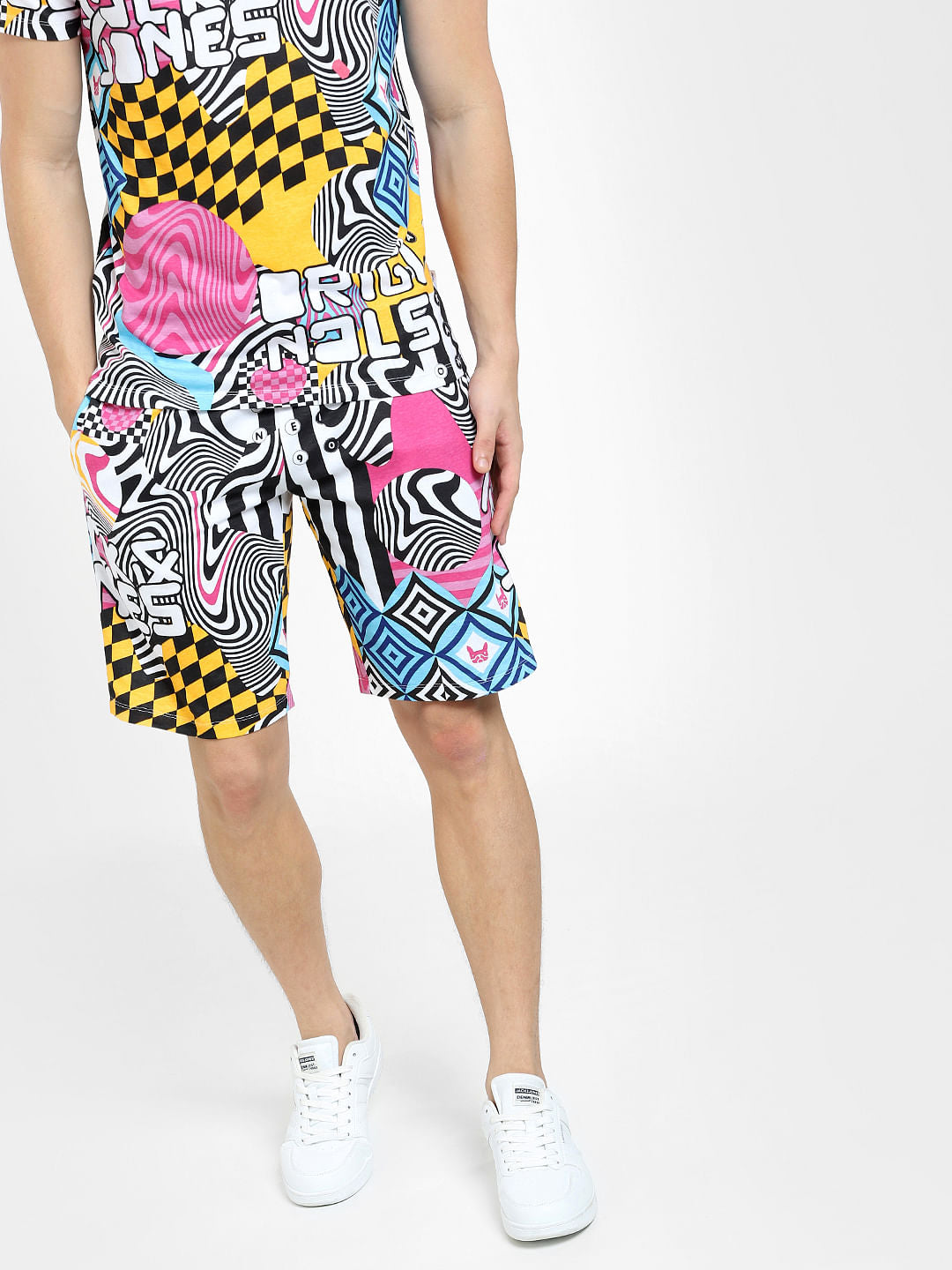 METAVERSE White Mid Rise Printed Co-ord Shorts