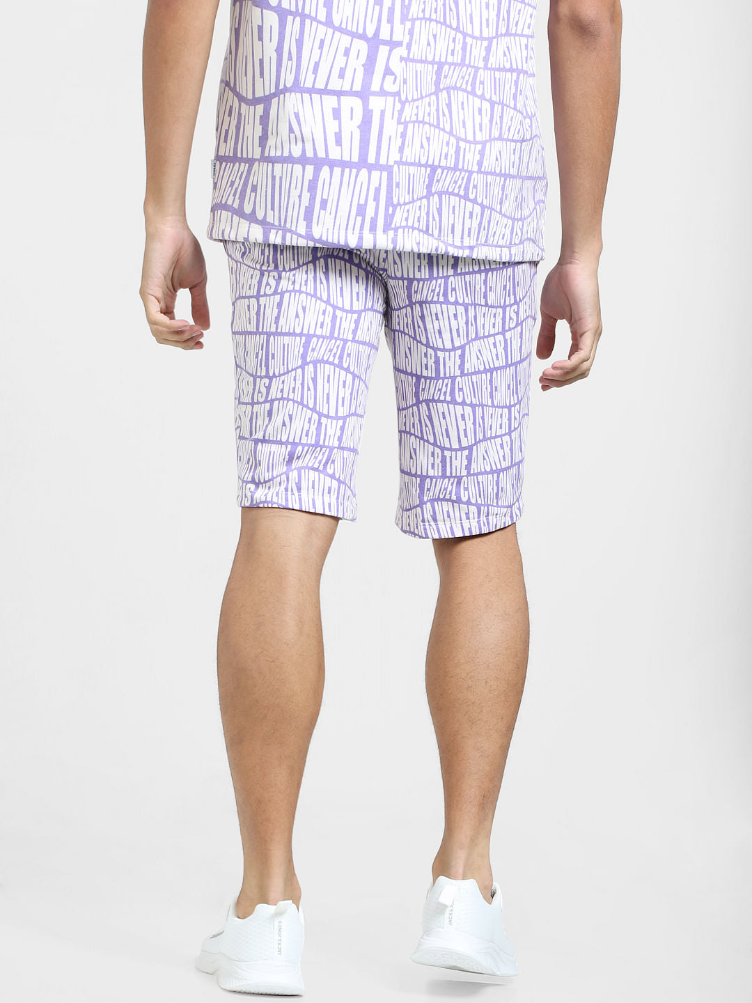 Purple Mid Rise Printed Co-ord Sweatshorts