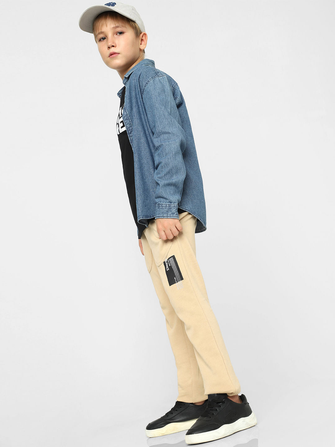 Boys Beige Mid Rise Sweatpants - 4/5Y