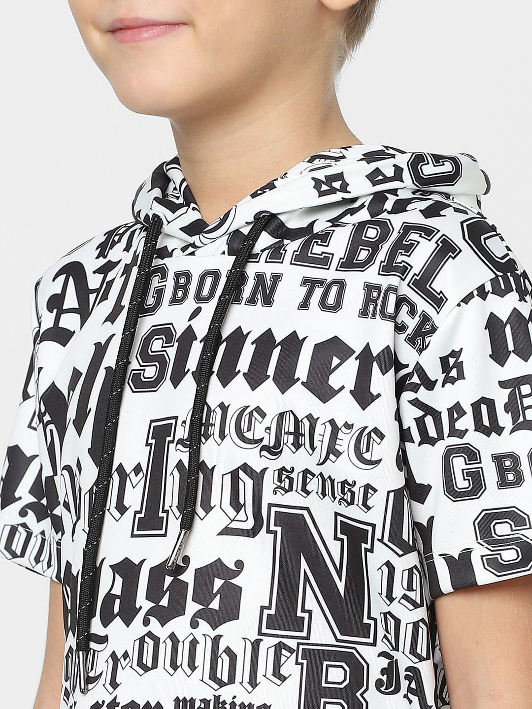 Boys White Typographic Print Co-ord Sweatshirt