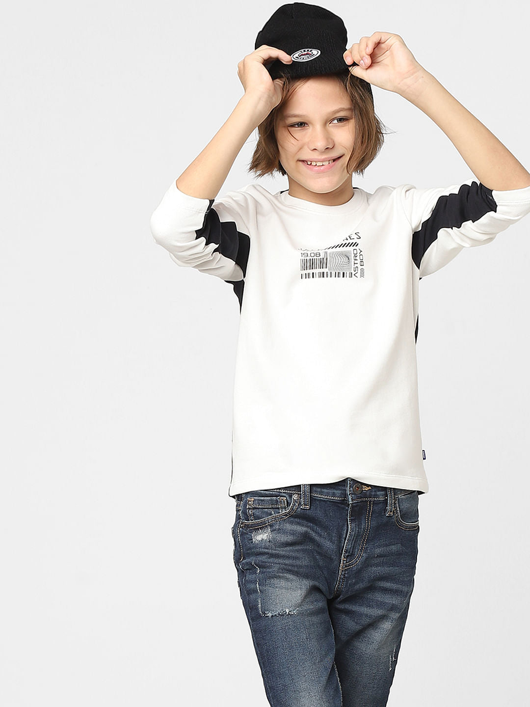 Boys White Logo Print Sweatshirt - 9/10Y